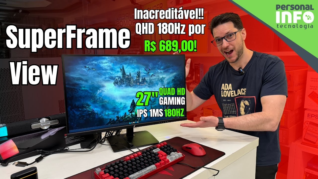 Miniatura da avaliação em vídeo de Monitor PCYES O-creed O27F 27'' Flat FHD IPS 180Hz 1MS HDMI/DP Freesync Branco