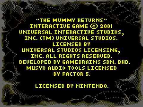 cheat the mummy game boy