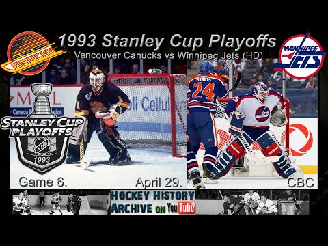 1993R1G6 Vancouver Canucks vs Winnipeg Jets (HD HQ CBC). Game 6. 1993 NHL Playoffs.