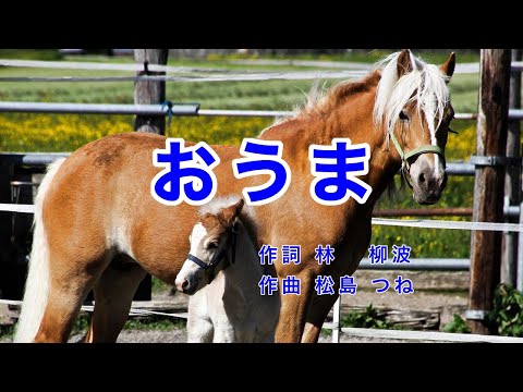 おうま｜歌詞付き｜日本の歌百選｜おうまのおやこは なかよしこよし