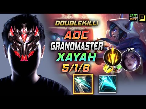 GrandMaster Xayah ADC vs Kai'Sa - 천상계 원딜 자야 템트리 룬 돌풍 치속 ザヤ Шая 逆羽 剎雅 - LOL KR 11.17