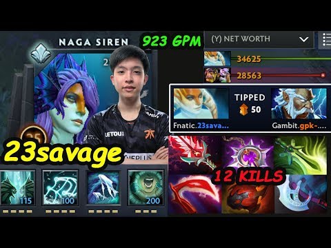 Fnatic 23savage [Naga Siren] FARM FAST 923 GPM FULL SLOT Build Dota 2 7.22 pro Gameplay