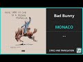 Bad Bunny - MONACO Lyrics English Translation - Spanish and English Dual Lyrics  - Subtitles Lyrics