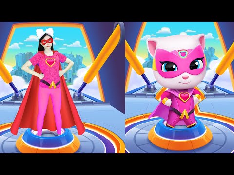 Imitate Angela Hero Pink - My Talking Tom Hero Dash In The Real Life