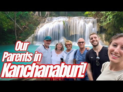 , title : 'Our PARENTS visit KANCHANABURI Thailand Travel Vlog-DeathRailway Museum, Glass Skywalk, Erawan Falls'