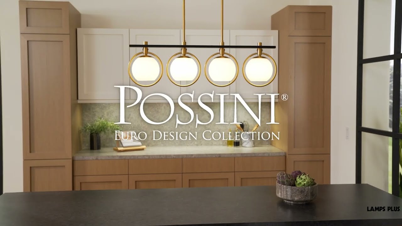 Video1 of Possini Euro Carlyn 33" Brass and Black 4-Light Island Pendant