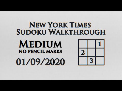 New York Times Sudoku Medium No Pencil Marks - 01/09/2020