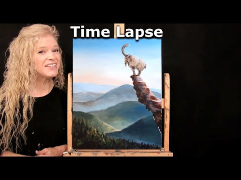How to Draw and Paint ON TOP OF THE WORLD with Acrylics - Time Lapse - Animal Landscape Art Tutorial