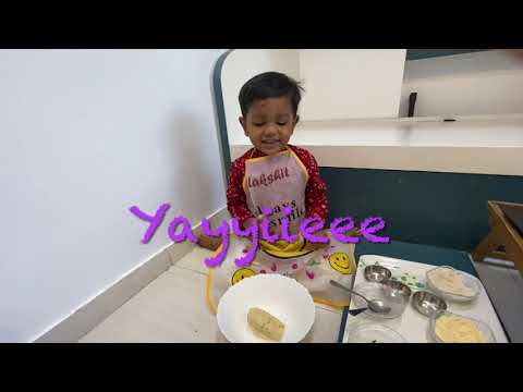 A two year old making a 'favourite Indian dessert' — A wonderful baking experience!!