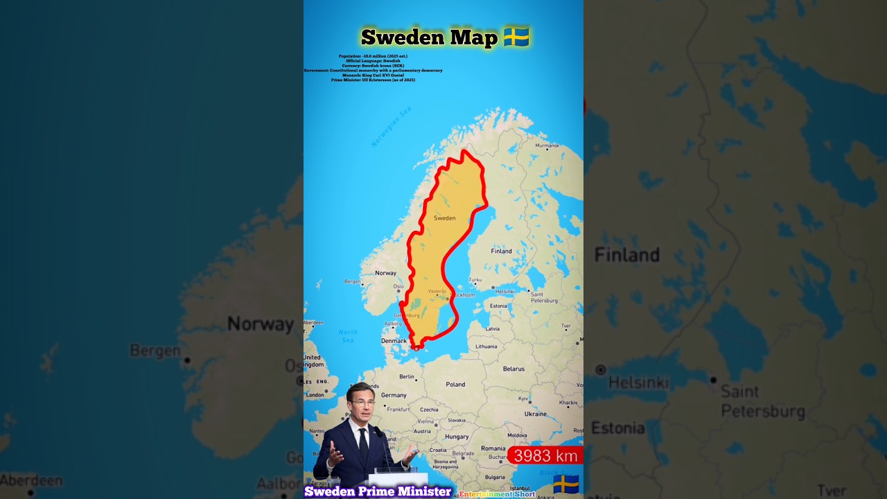 Sweden Map 🇸🇪 Sweden Country Population: ~10.6 million (2025 est.) #sweden #map #location #history
