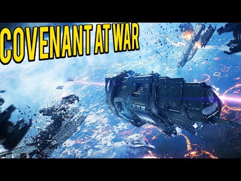 UNSC FLEET VS Covenant Fleet - Covenant at War Halo Mod Empire at War