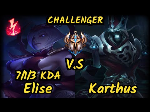 MSF Maxlore (ELISE) vs KARTHUS - 7/1/3 KDA JUNGLE CHALLENGER GAMEPLAY - EUW v9.7