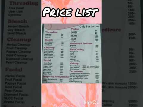#trending #beauty parlour price list#shortsfeed