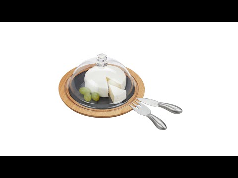 Plateau à fromage cloche Noir - Marron - Bambou - Matière plastique - Pierre - 25 x 13 x 25 cm