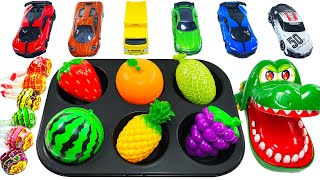 Satisfying Video of TOMICA & Lollipop Candy with Fruit Cutting 08