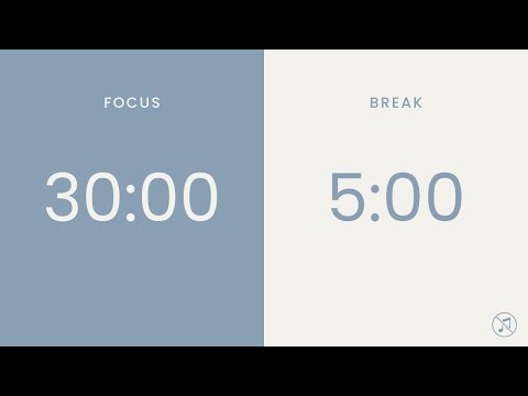 30/5 Pomodoro Timer | 3 x 30 min | Focus | Study | Reflection | Productivity