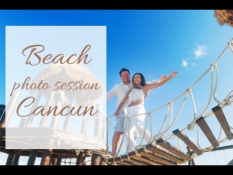 Beach photoshoot in Cancun. Honeymoon photo shoot ideas.