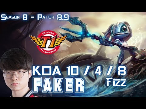 SKT T1 Faker FIZZ vs TALON Mid - Patch 8.9 KR Ranked