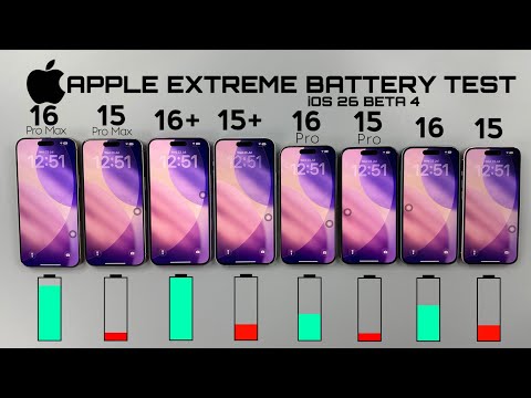 iOS 26 BETA 4 Extreme Battery Test - 16ProMax/15ProMax/16Plus/15Plus/16Pro/15Pro/iPhone 16/iPhone 15