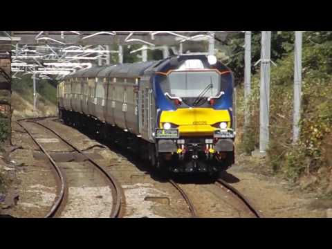 Direct Rail Services 68026 and 66432 passing Thatto Heath