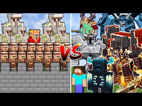 STRONGEST BOSS MOBS vs VILLAGER CASTLE | Minecraft Mob Battle