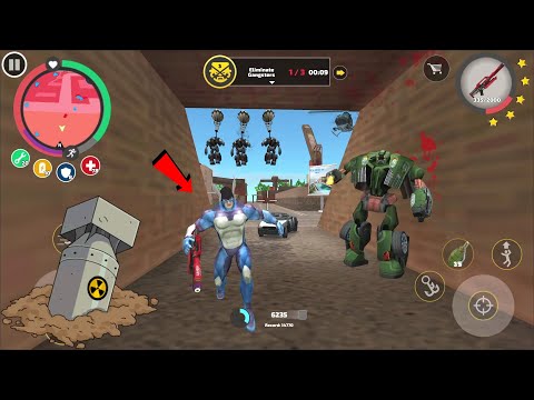 Rope Hero Vice Town (rope hero in light house tunnel) police car robot fight rope hero - HD