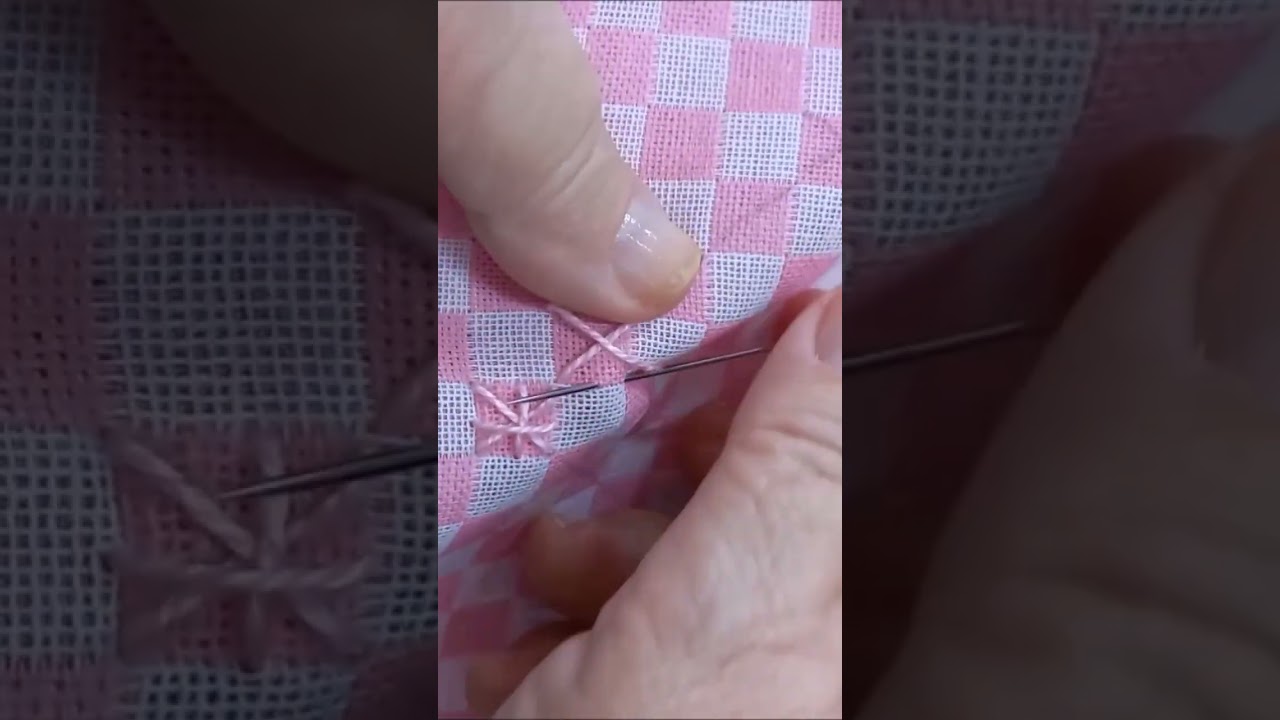 Double cross stitch embroidery #shorts #beginner #easy