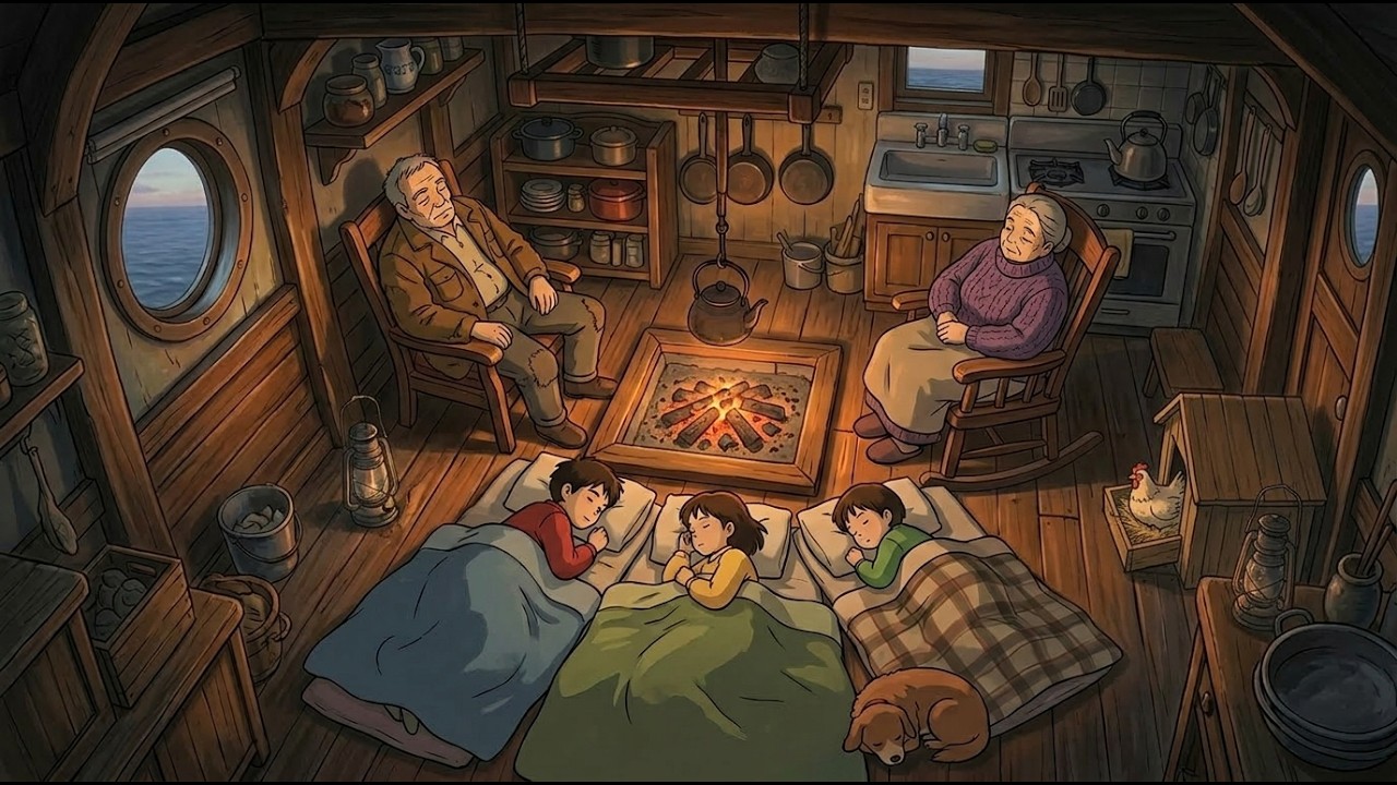 Living on a Cargo Ship at Sea - Grandparents & Three Grandchildren | Ghibli ASMR