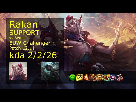 Rakan Support vs Senna - EUW Challenger 2/2/26 Patch 12.11 Gameplay