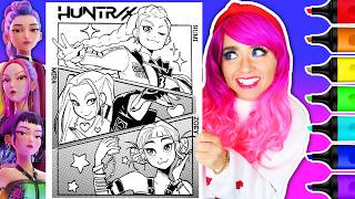Coloring K-Pop Demon Hunters Anime Style Coloring Page | Huntrix Rumi, Mira Zoey | Ohuhu Art Markers