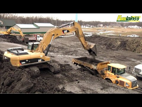 Cat 336D Excavator Loading Volvo A30D Dump Truck Material Replacement Works
