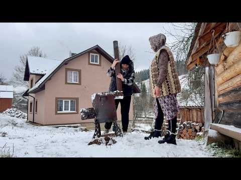 ❄️☃️ DER WINTER ist da! Pflege von Tieren und Kochen in der Luft im Karpatendorf