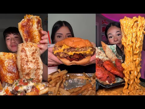 TIKTOK Mukbang Compilation | Taco Bell, Burger King, Wingstop, Buldak, & More! 🌮🍔🍗🌶🔥
