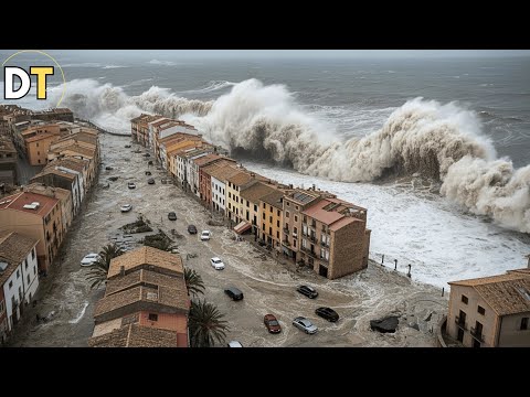 Catalonia, Spain Hit by Storm Harry! Huge Waves and Flooding in Barcelona and Girona