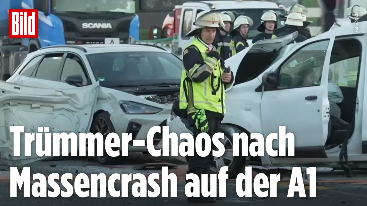 Massenkarambolage auf der A1: Vier Autos kollidieren mit LKW – Großeinsatz nach schwerem Crash
