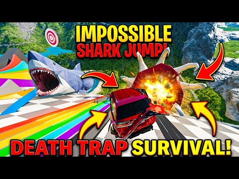Car Slides Into Giant Shark Mouth at 100 KM/H | INSANE Death Trap #Beamngdrive #cargame #MRCRASHSPOT