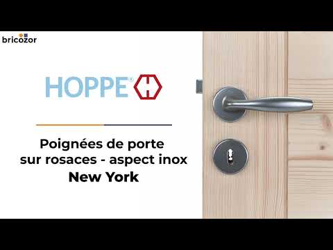 Poignées de porte sur rosaces - aspect inox - New York HOPPE