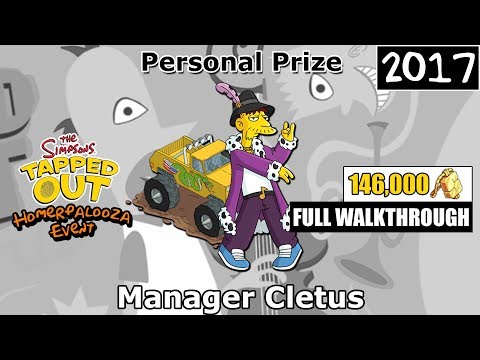 TSTO - Homerpalooza Event | Manager Cletus (FULL WALKTHROUGH) | Personal Prize (2017)