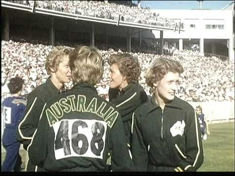 Relay  100m Final Melbourne 1956 Olympics Colour Footage