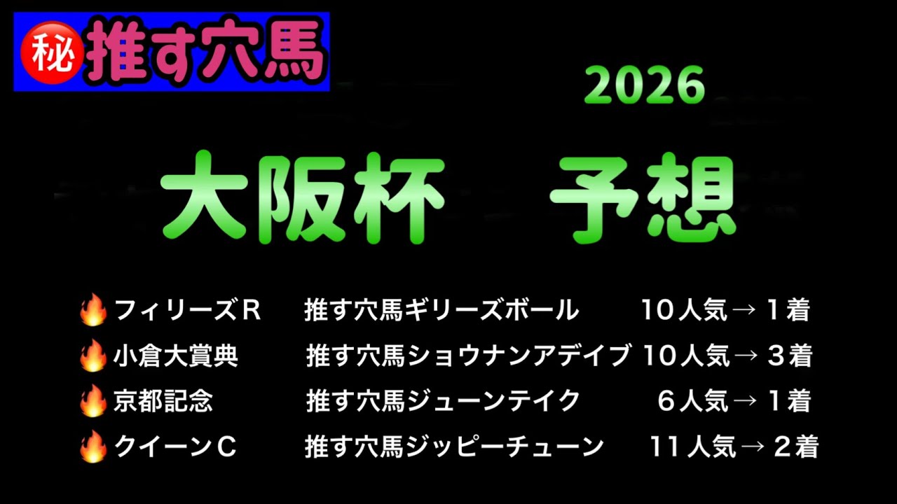 【競馬予想】　大阪杯　予想　2026