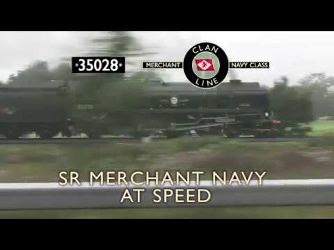 Southern Railway Merchant Navy 35028 Clan Line at speed