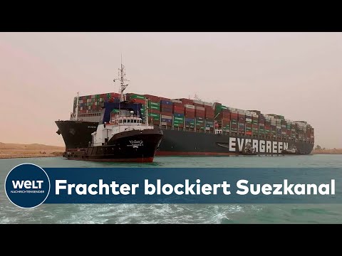 SCHIFFE STEHEN IM STAU: Frachter "Ever Given" ist im Suezkanal auf Grund gelaufen I WELT News