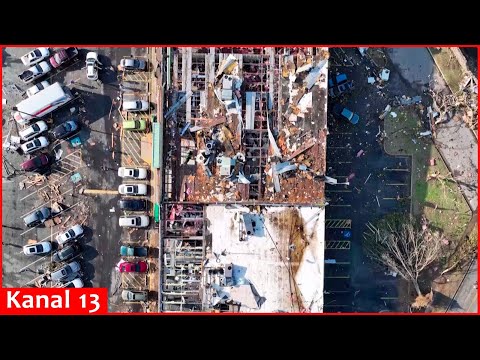Drohnenaufnahmen zeigen massive Schäden durch den Tornado in Arkansas