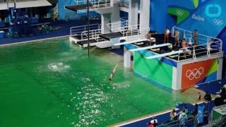 Rio 2016 Olympics - Diving Pool Turned Green.
