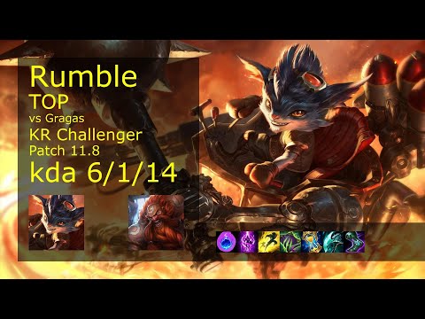 Rumble vs Gragas Top - KR Challenger 6/1/14 Patch 11.8 Gameplay // [롤] 럼블 vs 그라가스 탑