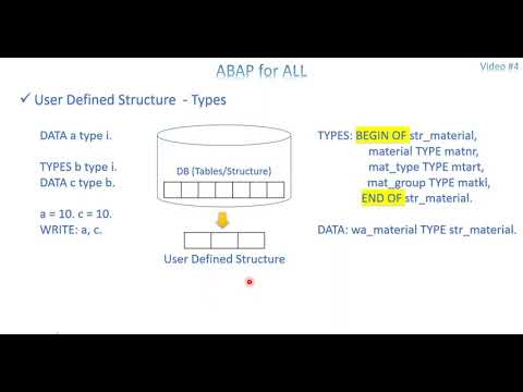 Video 4: ABAP - Intro about Data Dictionary, Tables (Workarea), Types (Structures) & Constants