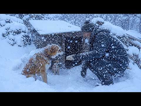 Blizzard Survival ❄️ Building an Emergency Stone Shelter to Stay Alive