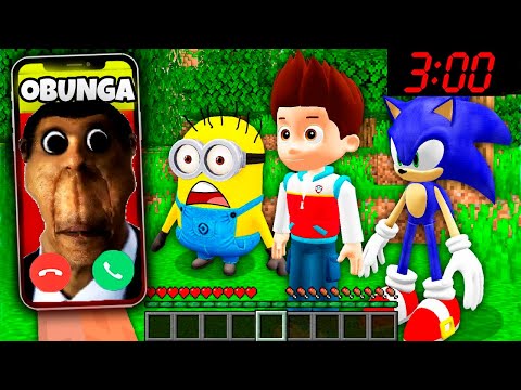 DON'T CALL TO OBUNGA at 3:00 AM - minions in minecraft vs Paw Patrol - Gameplay Animation