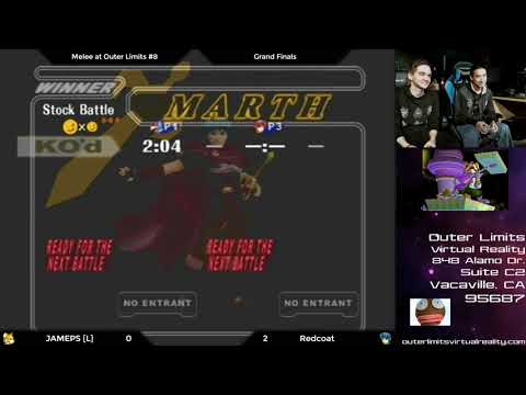 Melee at Outer Limits #8 - JAMEPS [L] (Fox, Falco, Samus) Vs Redcoat (Marth) Grand Finals