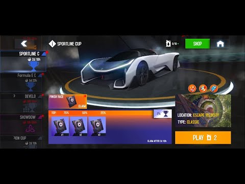 Asphalt 8, Sportline Cup Free Try (Escape Velocity Faraday FFZERO1 Top 2% 1:06:213